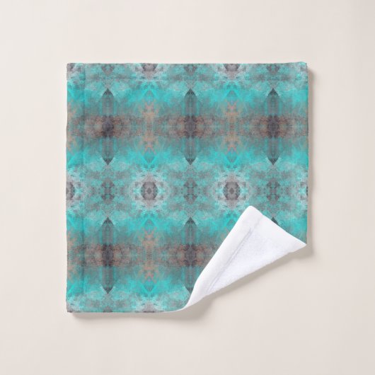 アクア グレー 幾何学模様 タオル (ウォッシュタオル)