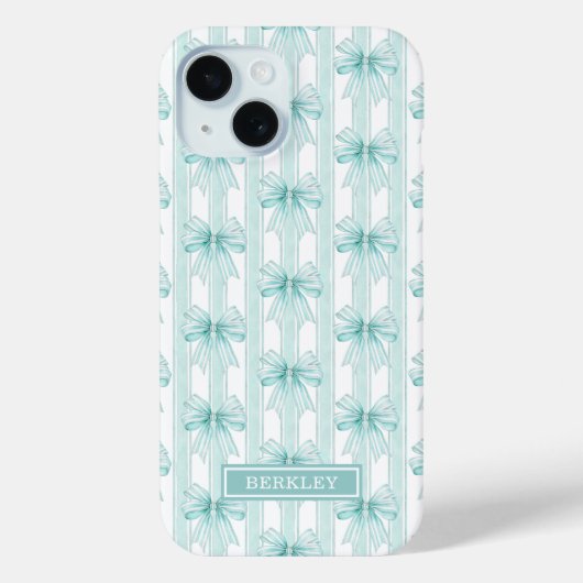 アクア コケット ボウズ ストライプス モノグラム Case-Mate iPhoneケース (裏面)
