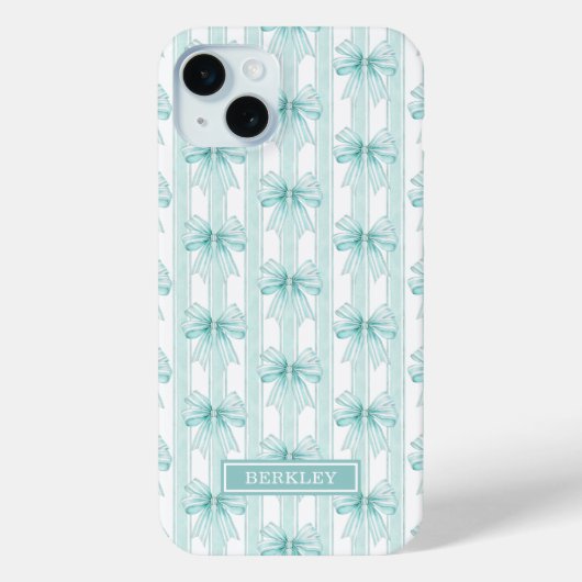 アクア コケット ボウズ ストライプ モノグラム Case-Mate iPhoneケース (裏面)