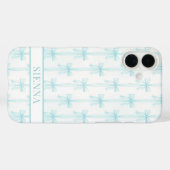 アクア コケット リボン ストライプ モノグラム入り Case-Mate iPhoneケース (裏面 (横))
