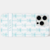 アクア コケット リボン ストライプ モノグラム入り Case-Mate iPhoneケース (裏面 (横))
