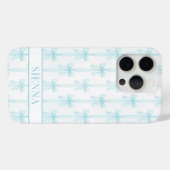アクア コケット リボン ストライプ モノグラム入り Case-Mate iPhoneケース (裏面 (横))