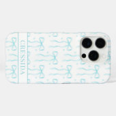 アクア コケット リボン モノグラム Case-Mate iPhoneケース (裏面 (横))