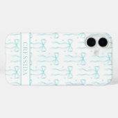 アクア コケット リボン モノグラム Case-Mate iPhoneケース (裏面 (横))