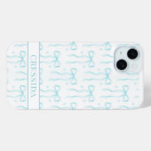 アクア コケット リボン モノグラム Case-Mate iPhoneケース (裏面 (横))
