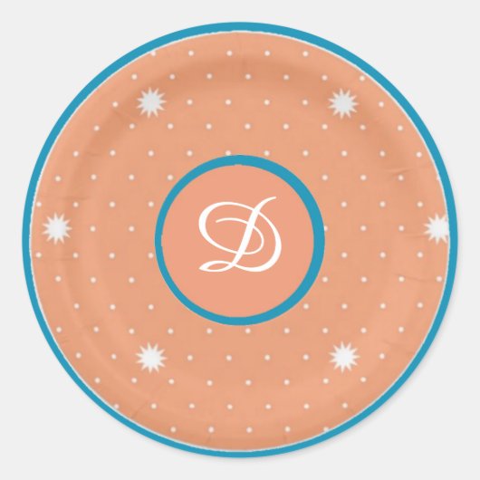 アクア&コーラルモノグラムシール ラウンドシール (正面)