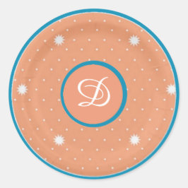 アクア&コーラルモノグラムシール ラウンドシール