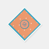 アクア&コーラルモノグラムドカクテルナプキンス スタンダードカクテルナプキン (角)