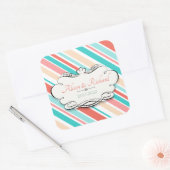 アクア&コーラル スクエアシール (封筒)