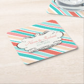 アクア&コーラル スクエアペーパーコースター (アングル)