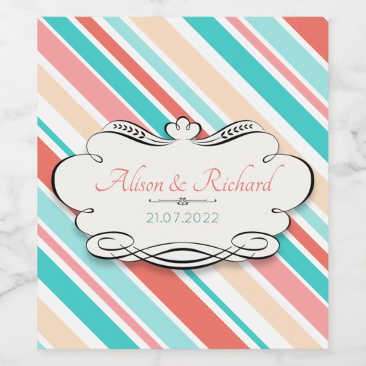 アクア&コーラル ワインラベル (シングルラベル)