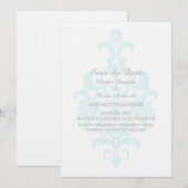 アクア サブル ダマスク セーブ・ザ・デート 招待状 (正面/裏面)