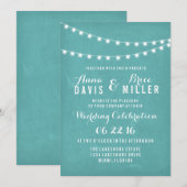 アクア サマー ストリング ライト ウェディング 招待状 (正面/裏面)