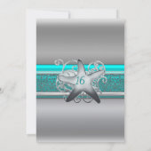 アクア＆シルバーのスターフィッシュビーチ スウィート16 招待状 (裏面)