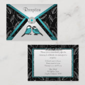 アクア&シルバーラブバード結婚式レセプションカード エンクロージャーカード (正面/裏面)