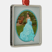 アクア&シルバー水玉模様フォトプレミアムオーナメント メタルオーナメント (右)