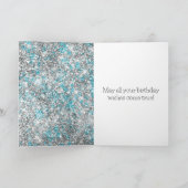 アクア シルバー ユニコーン グリッター スパークル 誕生日 カード (内部)