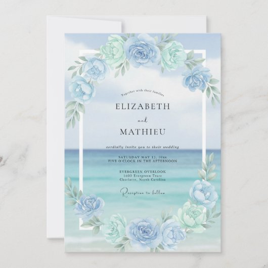 アクア・シー・フォームリースの結婚式 招待状 (正面)