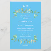 アクア スカイ ブルー フラワル バジェット ウェディング インビテ A９ (正面)