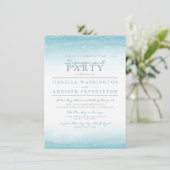 アクア タイズ | 水彩 結婚約のお祝いパーティー 招待状 (スタンド正面)