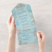 アクア&タンシーシェル&スターフィッシュ オールインワン招待状 (貼ってはがせる)