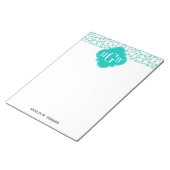 アクア/タークホワイトスターズティール（緑がかった色）クローバー3モノグラム ノートパッド (アングル)