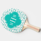 アクア/タークホワイトスターズティール(緑がかった色)クローバー3モノグラム 卓球ラケット (横)