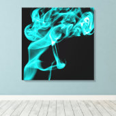 アクア/ターコイズブラックモダンフラクタルアートウォールデコール キャンバスプリント (インサイチュ (ウッドフロア))