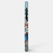 アクア・ターコイズブルー・ブルー・ベージュのペイズリーアート柄 Case-Mate iPhoneケース (裏面/左)