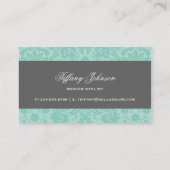 アクア&チャコールグレーエレガントヴィンテージダマスク 名刺 (裏面)