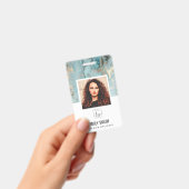 アクア ティール アゲート 従業員 写真 バーコード 名札 バッジ (手持ち)