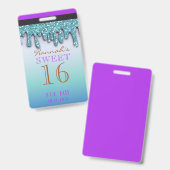 アクア ティール スパークル ドリッピー ドリップ スウィート シックスティーン VIP バッジ (Front & Back)