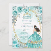 アクア ティール ターコイズ2 ローズ & バタフライ ミス キンセ 招待状 (正面)