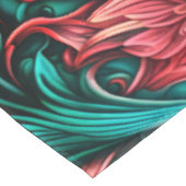 アクア、ティール（緑がかった色）、ターコイズ及びグレーフローラルパターン テーブルクロス (アングル)