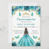 アクア&ティール（緑がかった色）ドレスダークスキンプリンセスキンセアニェラ 招待状 (正面)