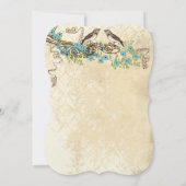 アクア&ネイビーさくらんぼブロッサムヴィンテージバードウェディング 招待状 (裏面)