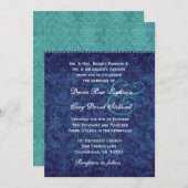 アクア/ネイビーブルーダマスクツート結婚ーンV326 V2 招待状 (正面/裏面)