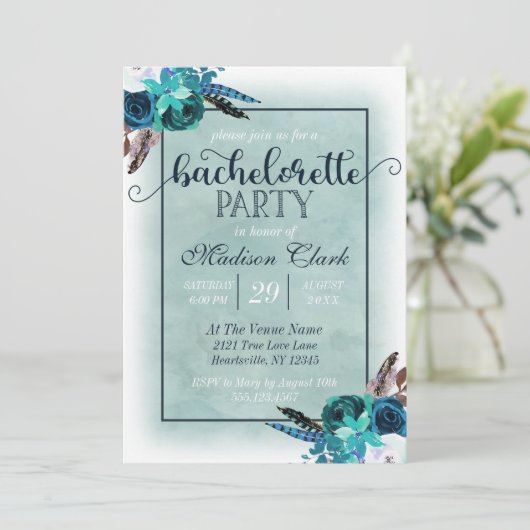 アクア&ネイビーブルーバチェロレッテ招待状 招待状 (スタンド正面)