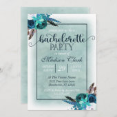 アクア&ネイビーブルーバチェロレッテ招待状 招待状 (正面/裏面)