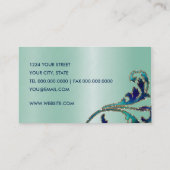 アクア・ネイビー・ダマスク・ビジネス・カード 名刺 (裏面)