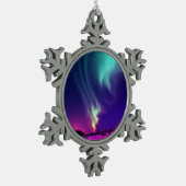 アクア ノーザンライツ アラスカの夜 スノーフレークピューターオーナメント (左)