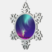 アクア ノーザンライツ アラスカの夜 スノーフレークピューターオーナメント (右)