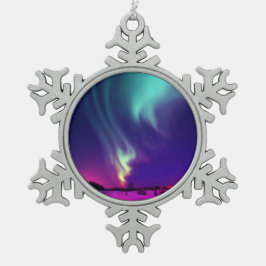 アクア ノーザンライツ アラスカの夜 スノーフレークピューターオーナメント