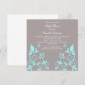 アクア バタフライ フラワーベビーシャワー招待状 招待状 (正面/裏面)