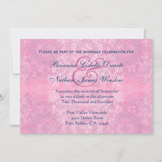 アクア&パープルフラワー花びら&リ結婚ボンズ 招待状 (裏面)