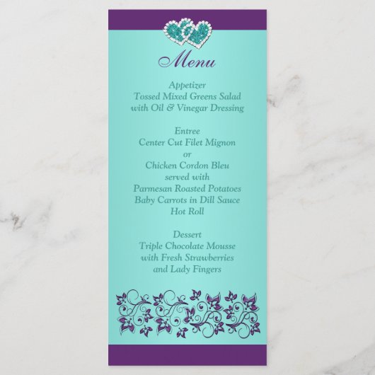 アクア、パープルフローラ、ハートメニューカード メニュー (裏面)