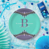 アクア&パープルレース結婚の土産プレート ペーパープレート (パーティー)