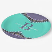 アクア&パープルレース結婚の土産プレート ペーパープレート (アングル)