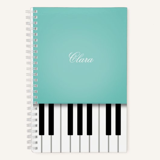 アクア ピアノ ミュージック キーボード パーソナライズド ノートブック (正面)