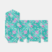 アクア&ピンクのクリスマスキャンディパターン フェイバーボックス (折り畳みなし)